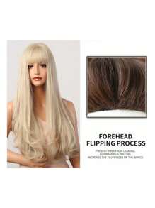 Peluca larga natural rizada beige, material resistente al calor, adecuada para uso diario - Beis - Ver 7