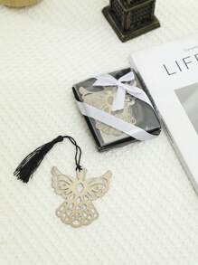 1 件可愛天使形金屬書籤適合婚禮、紀念品、回禮,包裝精美 - 黑色 - 查看 1