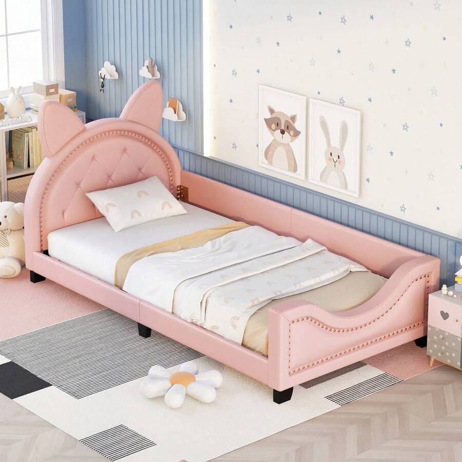 Nestfair Twin Size Upholstered Daybed with Ears Shaped Headboard