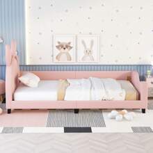 Nestfair Twin Size Upholstered Daybed with Ears Shaped Headboard