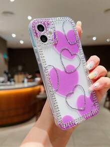 一款透明愛心閃亮鑽石繪製的TPU抗震手機殼，適用於三星/蘋果手機 - 彩色 - 查看 4