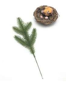 17 厘米 7 叉人造松枝逼真圣诞松针 DIY 花环场景装饰节日配件礼品盒装饰生日派对（10 件），圣诞节 - 綠色 - 查看 8