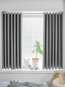 1入組充分灰色的窗戶窗簾,現代風格滌綸纖維絕緣純的顏色窗簾合適的適用於臥室客廳家庭使用 - 淺灰色 - 查看 1