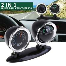 Black Outdoor 2-in-1 Car Thermometer & Compass Dashboard Ornament - Black - View 1