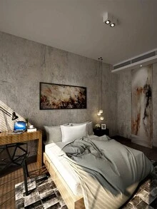 1捲40cm寬灰色水泥自粘防水壁紙,適用於臥室牆壁、衣櫃、家具翻新