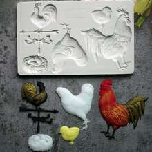 1入組公雞造型矽膠軟糖模具,糖果紙杯蛋糕巧克力模具,裝飾工具適用於蛋糕,廚房配件,生日派對 - 淺灰色 - 查看 7