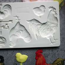 1入組公雞造型矽膠軟糖模具,糖果紙杯蛋糕巧克力模具,裝飾工具適用於蛋糕,廚房配件,生日派對 - 淺灰色 - 查看 8