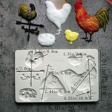 1入組公雞造型矽膠軟糖模具,糖果紙杯蛋糕巧克力模具,裝飾工具適用於蛋糕,廚房配件,生日派對 - 淺灰色 - 查看 6