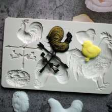 1入組公雞造型矽膠軟糖模具,糖果紙杯蛋糕巧克力模具,裝飾工具適用於蛋糕,廚房配件,生日派對 - 淺灰色 - 查看 3