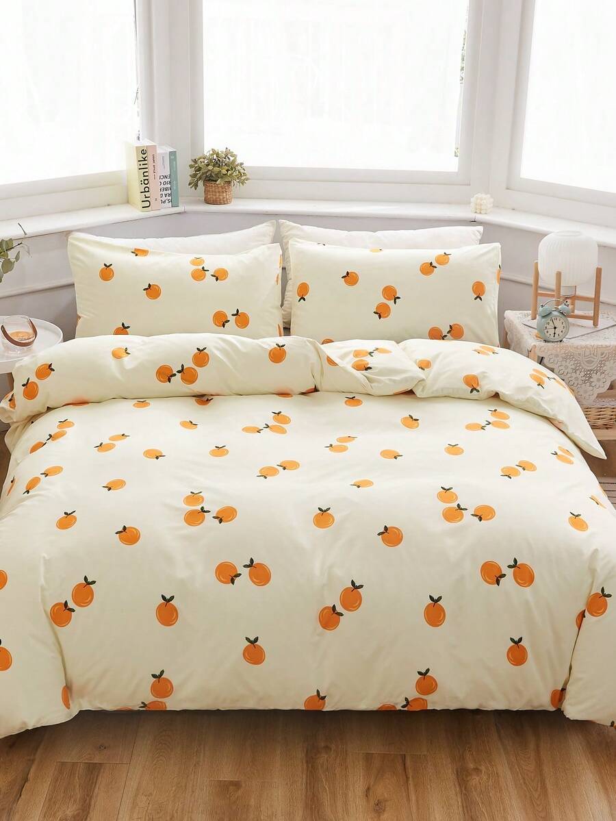 3 件套水果花卉印花羽绒被套，不含填充物 - 彩色 - 查看 1