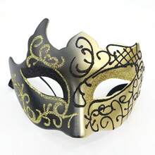 Máscara De Ojos Cosplay Con Polvo Dorado, Diseño De Ángulo Múltiple Para Presentación, Fiesta, Media Cara Para Hombres Y Mujeres - Negro - Ver 5