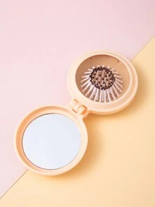 1 Stück Tragbare, Entzückende Milchgelbe Kinderhaarbürste Mit Faltbarem Airbag, Massagefunktion Und Spiegel