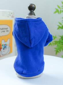 1 Quần Áo Thú Cưng Áo Có Mũ, Trang Phục Mùa Đông Mềm Mại & Thoải Mái Cho Chó Và Mèo, Áo Trùm Lông Cừu Trơn Màu Cho Chó Nhỏ Và Vừa - Xanh đậm - Xem 6