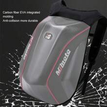 MJMOTO Carbon Fiber Motorcycle Backpack Motocross Helmet Bag Waterproof Motorsport Riding Backpack Expandable Hard Shell Bags - Grey - View 6
