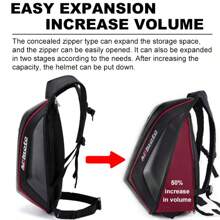 MJMOTO Carbon Fiber Motorcycle Backpack Motocross Helmet Bag Waterproof Motorsport Riding Backpack Expandable Hard Shell Bags - Grey - View 3
