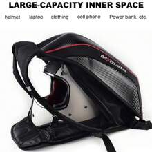 MJMOTO Carbon Fiber Motorcycle Backpack Motocross Helmet Bag Waterproof Motorsport Riding Backpack Expandable Hard Shell Bags - Grey - View 4