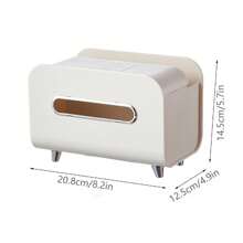 1pc White Nordic Style Desktop Tissue Box With Phone Holder Remote Control Storage Box For Living Room Coffee Table, Modern And Luxury Tissue Dispenser - White - View 6
