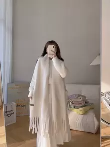 Macaroon Color Solid Warm Plush Scarf, Suitable For Daily Wear, Winter Scarf