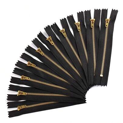 5pcs/pack Copper Jeans Zipper, Black, For Pants