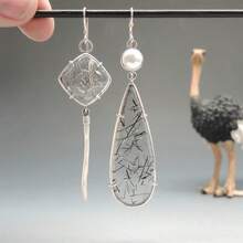 1 對復古銀耳環女式鉤形耳環配件