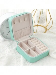 1pc Earrings Rings Necklaces Organizer Jewelry Display Travel Storage Case - Pink - View 3