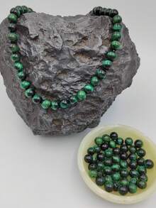 1股6mm/8mm長度為8英寸的圓形虎眼石珠子,包括黑色、黃色、粉紅色、藍色、綠色、天藍色和紫色,適用於diy珠寶、項鍊、手鍊和節慶禮物製作