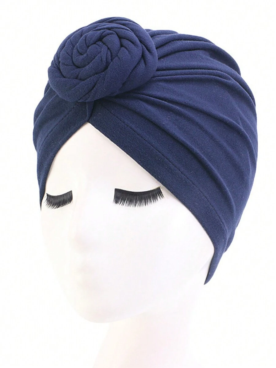 1 Miếng Của phụ nữ Chất rắn Có màu sắc Nhung Mặt trước Nút Dây buộc tóc Mũ , Thích hợp Đối với Mặc hàng ngày - Màu xanh hải quân - Xem 1