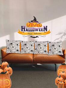 1入組萬聖節抱枕套,蜘蛛網抱枕套南瓜抱枕套,適用於家居沙發靠墊裝飾,萬聖節抱枕套 - 黑與白 - 查看 4