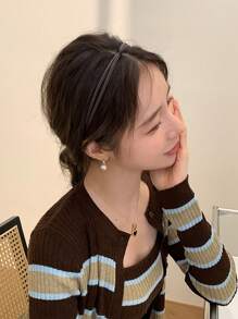 5条装，38厘米/14.96英寸，女士纯色高端简约打结皮革发箍，百搭优雅发饰，适合日常佩戴、洗脸、化妆、搭配服装，女士发箍发带 - 彩色 - 查看 6