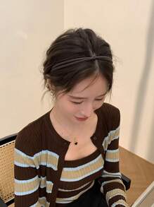 5条装，38厘米/14.96英寸，女士纯色高端简约打结皮革发箍，百搭优雅发饰，适合日常佩戴、洗脸、化妆、搭配服装，女士发箍发带 - 彩色 - 查看 7