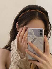 5条装，38厘米/14.96英寸，女士纯色高端简约打结皮革发箍，百搭优雅发饰，适合日常佩戴、洗脸、化妆、搭配服装，女士发箍发带 - 彩色 - 查看 4