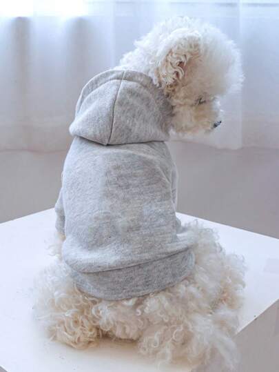 1pc Pet Clothes Autumn/Winter Hooded Solid Color Sweatshirt, Soft & Comfortable Dog/Cat Outfit For Small/Medium Dogs
