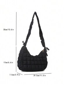 新款雲包精品女式單肩包大容量褶皺泡泡設計 - 黑色 - 查看 2