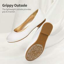 幼童Muy象牙色緞子女童簡約芭蕾平底鞋 - 白色/緞面 - 查看 3