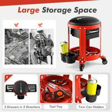 Goplus Workshop Creeper Seat Rolling Mechanic Stool with2 Drawers 330 LBS Weight Capacity - Black - View 5