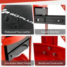 Goplus Workshop Creeper Seat Rolling Mechanic Stool with2 Drawers 330 LBS Weight Capacity - Black - View 7