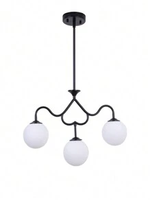 Fylbinye 1 Pieza Lámpara Colgante De 3 Luces Estilo Moderno Candelabro Negro Para La Isla De La Cocina Con Base G9 Y Pantalla Para La Sala De Estar, Comedor, Café, Estudio, Cocina - Negro - Ver 1