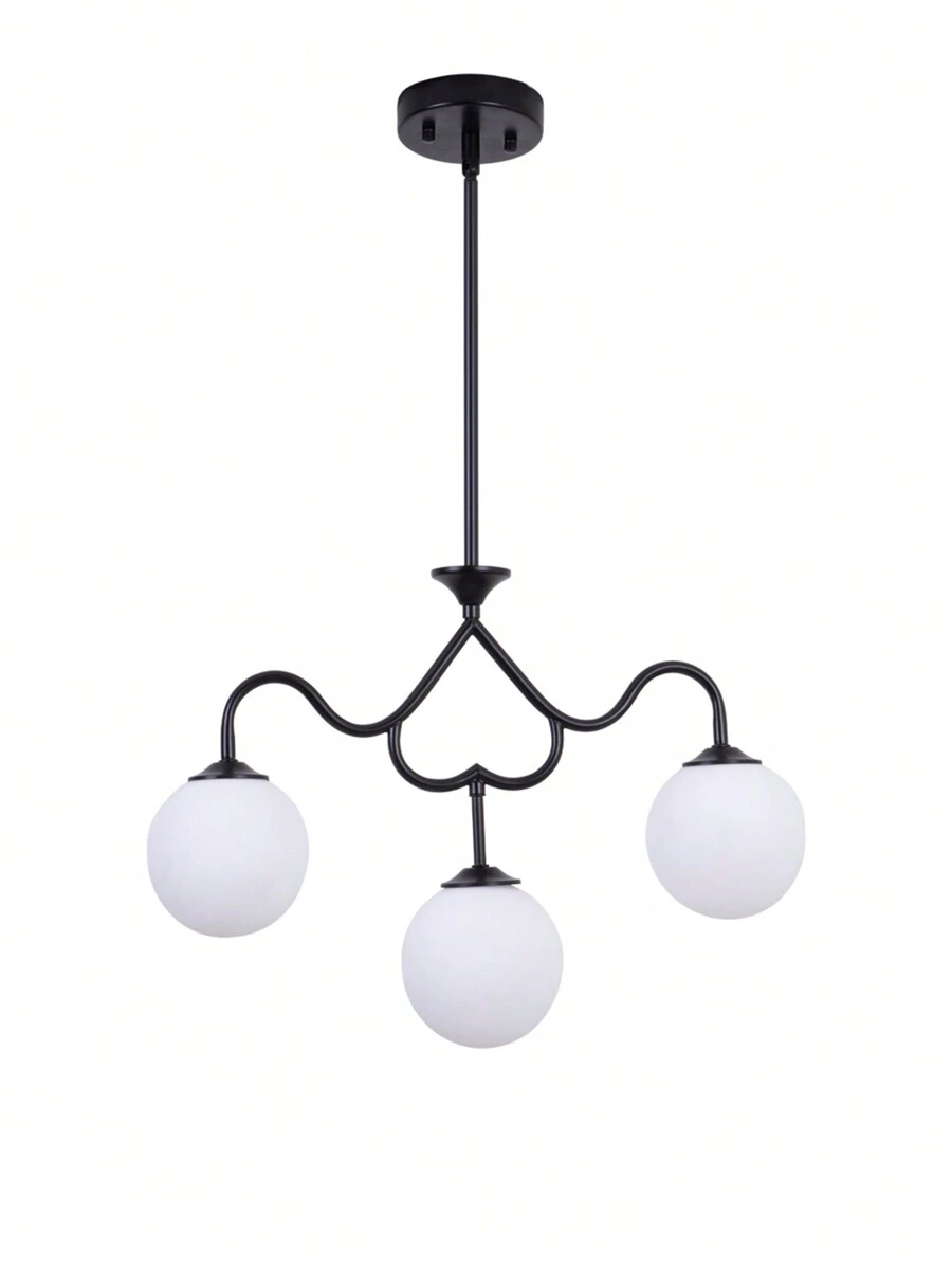 Fylbinye 1 Pieza Lámpara Colgante De 3 Luces Estilo Moderno Candelabro Negro Para La Isla De La Cocina Con Base G9 Y Pantalla Para La Sala De Estar, Comedor, Café, Estudio, Cocina - Negro - Ver 1
