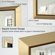 Wall Mirror Black Aluminum Alloy Brushed Metal Frame Bathroom Mirror Mid-Century Modern Rectangle Mirror for Restroom Living Room Entryway - Vàng - Xem 2