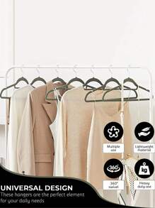 30 件/50 件/60 件天鵝絨衣架 - 重型天鵝絨衣架,帶領帶 - 高級防滑衣架 - 360 度旋轉掛鉤 - 堅固,可固定夾克或褲子 灰色 - 灰色 - 查看 3