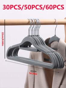 30 件/50 件/60 件天鵝絨衣架 - 重型天鵝絨衣架,帶領帶 - 高級防滑衣架 - 360 度旋轉掛鉤 - 堅固,可固定夾克或褲子 灰色 - 灰色 - 查看 6