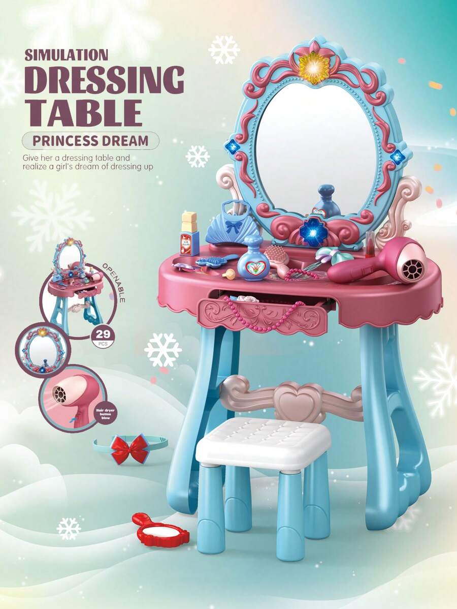 Princess Makeup Vanity Table - Blue - View 1