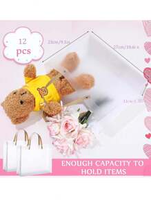 12入組/包霧面pvc禮品包裝派對禮物袋,帶手柄 - 無色 - 查看 4
