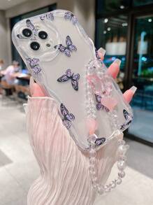 1pc Butterfly Pattern Cream Style Phone Case Compatible With Iphone, Protective Cover - Multicolor - View 3