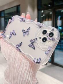 1pc Butterfly Pattern Cream Style Phone Case Compatible With Iphone, Protective Cover - Multicolor - View 4