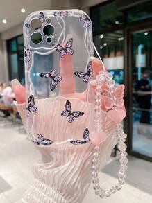 1pc Butterfly Pattern Cream Style Phone Case Compatible With Iphone, Protective Cover - Multicolor - View 2