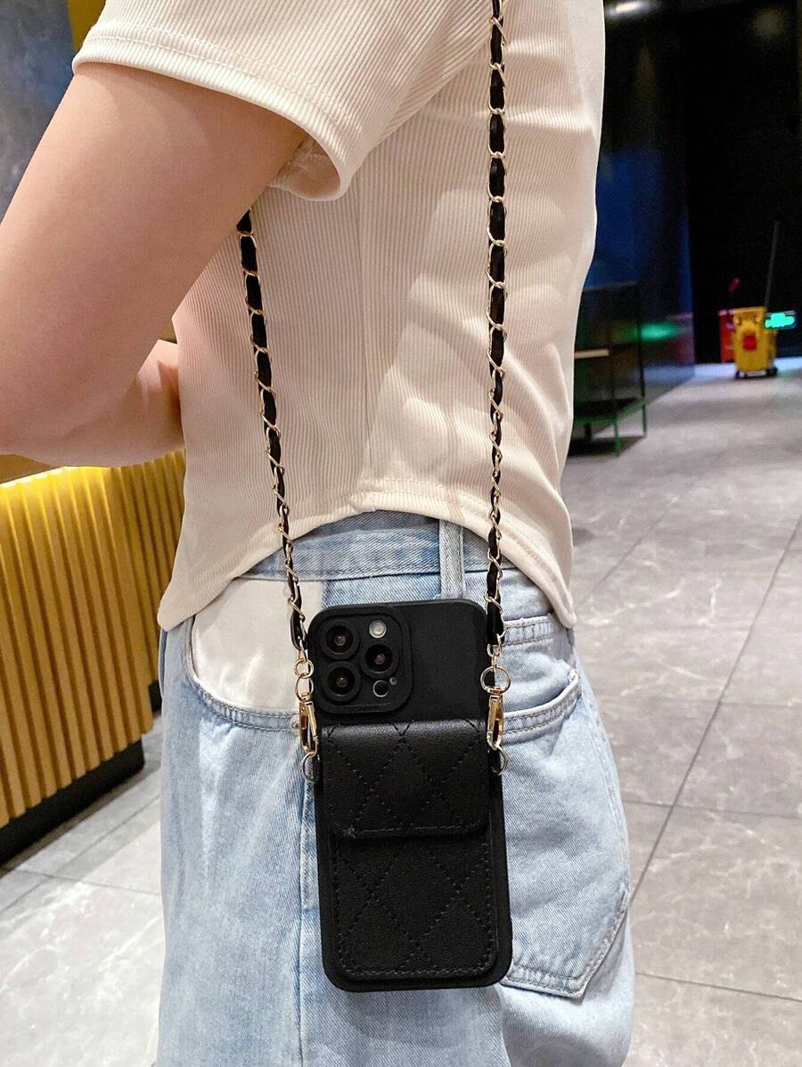 手机挂绳 1 件装 黑色手机壳，内置背包式卡槽，防震，兼容 /三星/小米/OPPO/Infinix/vivo/realme，兼容 15/15 Plus/15 Pro/15 Pro Max，国际版，非国内版 - 黑色 - 查看 1