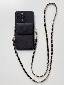 手机挂绳 1 件装 黑色手机壳，内置背包式卡槽，防震，兼容 /三星/小米/OPPO/Infinix/vivo/realme，兼容 15/15 Plus/15 Pro/15 Pro Max，国际版，非国内版 - 黑色 - 查看 3