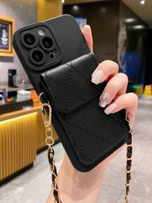 手机挂绳 1 件装 黑色手机壳，内置背包式卡槽，防震，兼容 /三星/小米/OPPO/Infinix/vivo/realme，兼容 15/15 Plus/15 Pro/15 Pro Max，国际版，非国内版 - 黑色 - 查看 4