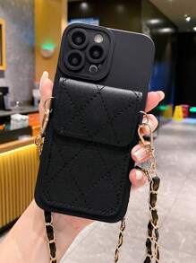 手机挂绳 1 件装 黑色手机壳，内置背包式卡槽，防震，兼容 /三星/小米/OPPO/Infinix/vivo/realme，兼容 15/15 Plus/15 Pro/15 Pro Max，国际版，非国内版 - 黑色 - 查看 2